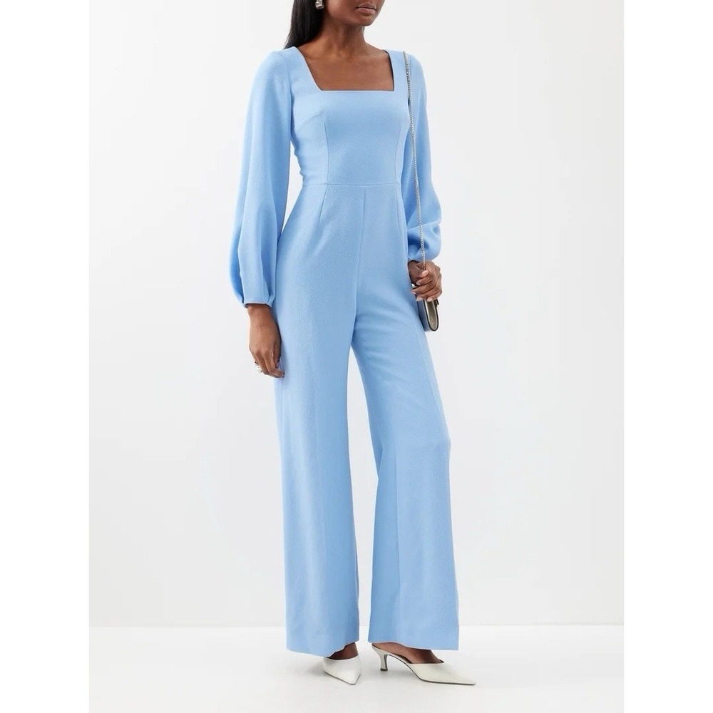 Emilia Wickstead Pattie Jumpsuit Celeste Blue Long Sleeve UK 10 US 6 NWT